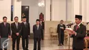 Presiden Joko Widodo memberikan pidato pengarahan kepada gubernur dan wakil gubernur saat pelantikan di Istana Merdeka, Jakarta, Rabu (25/5/2016). (Liputan6.com/Faizal Fanani)