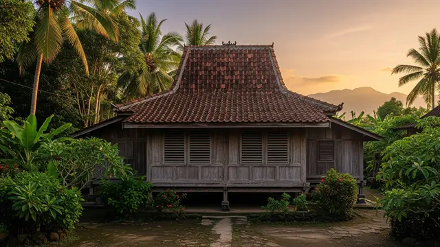 Rumah Desa dengan Jalusi Ganda dan Atap Tinggi
