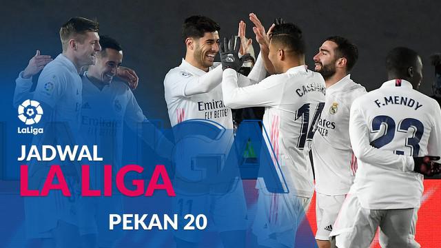 Berita motion grafis jadwal Liga Spanyol 2020/2021 pekan ke20, Real Madrid hadapi Deportivo Alaves, Minggu (24/1/2021).