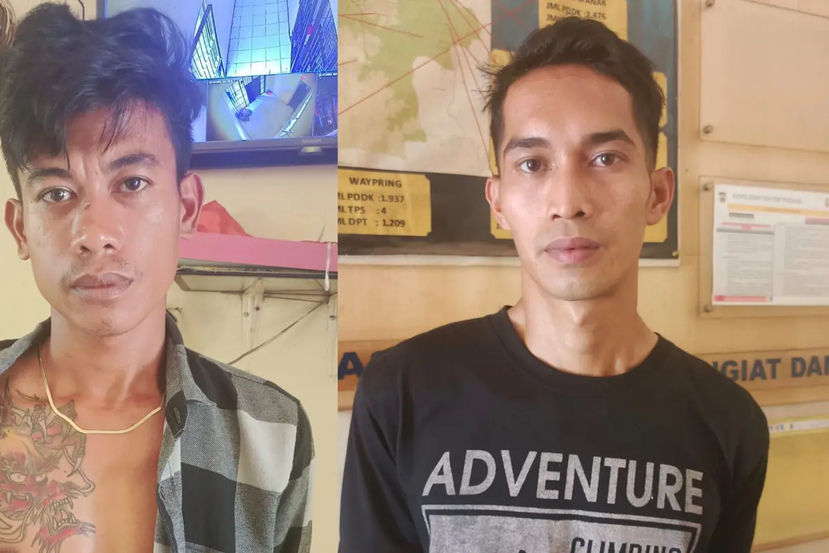 Tampang pelaku pembunuh pasutri di Tanggamus, Lampung, Aman Atmajaya (kiri) dan Ari Jupen Anggara (kanan).