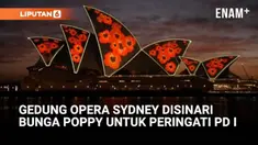 Gedung Opera Sydney dihiasi cahaya merah berbentuk bunga poppy saat upacara Remembrance Day. Peringatan ini menandai 107 tahun berakhirnya Perang Dunia I dan menjadi momen mengenang jasa para pahlawan yang gugur.