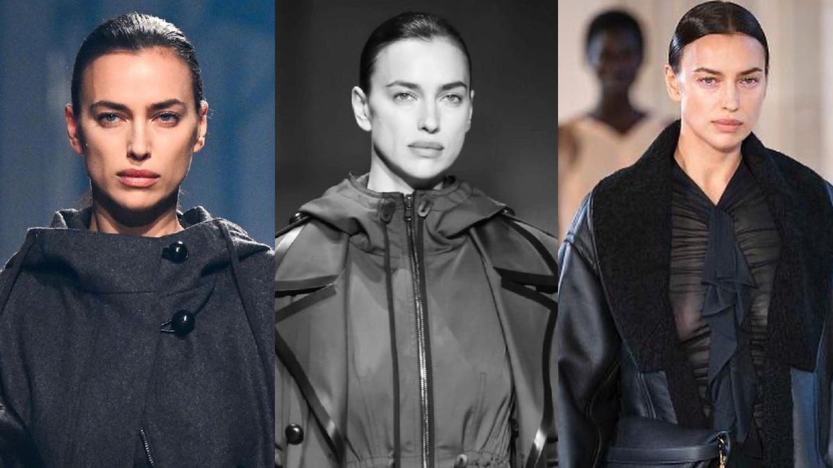 Pesona Misterius Supermodel Irina Shayk Jinjing Tas Hitam di Runway