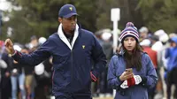 Erica Herman. Adalah seorang manajer restoran atlet di Florida yang menjalin hubungan dengan Tiger Woods sejak 2017 hingga kini, setelah berpisah dengan sang istri Elin Nordegren karena terkuaknya perselingkuhan dengan beberapa wanita pada tahun 2009. (AFP/William West)