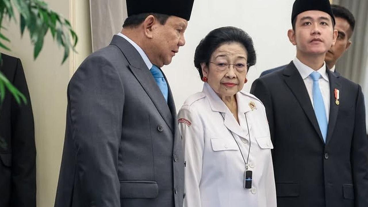 Presiden Prabowo, Wapres Gibran, Ketua Dewan Pengarah BPIP Megawati dan Try Sutrisno di Upacara Hari Lahir Pancasila