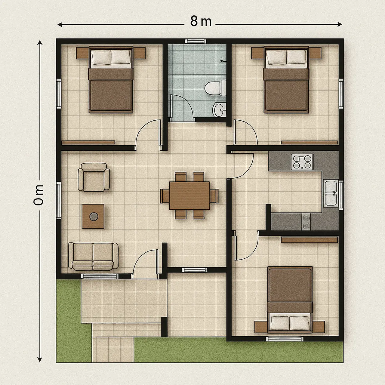 8 Desain Rumah 8x9 3 Kamar Tidur, Begini Tampilan Elegan Meski dengan ...