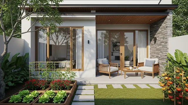 Model Rumah Mungil Tapi Punya Kebun dan Teras Belakang
