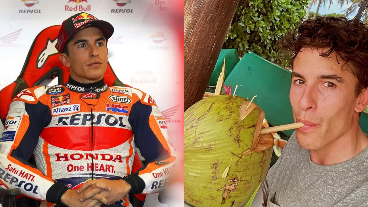 Potret Marc Marquez saat cicipi kelapa muda di Lombok, Nusa Tenggara Barat. (Sumber: Instagram @marcmarquez93)