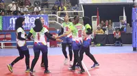 Tim putri Kharisma Bandung lolos ke semifinal Livoli 2019 Divisi Utama. Kharisma mengalahkan Vita Solo 3-0 di GOR Dimyati, Tangerang, Banten, Jumat (18/10/2019). (foto: PBVSI)