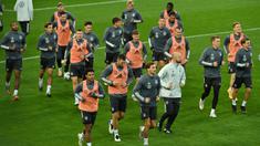 Pemain Jerman menjalani sesi latihan jelang bertanding pada laga lanjutan UEFA Nations League di RheinEnergie Stadion, Selasa (13/10/2020). Jerman akan menghadapi Swiss di UEFA Nations League. (AFP/ Ina Fassbender)