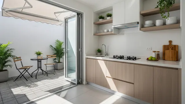 Dapur Semi Outdoor Anti Pengap untuk Rumah Tipe 36 (Image by Gemini AI)