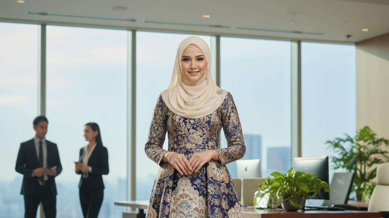Gamis Batik Kombinasi Brokat