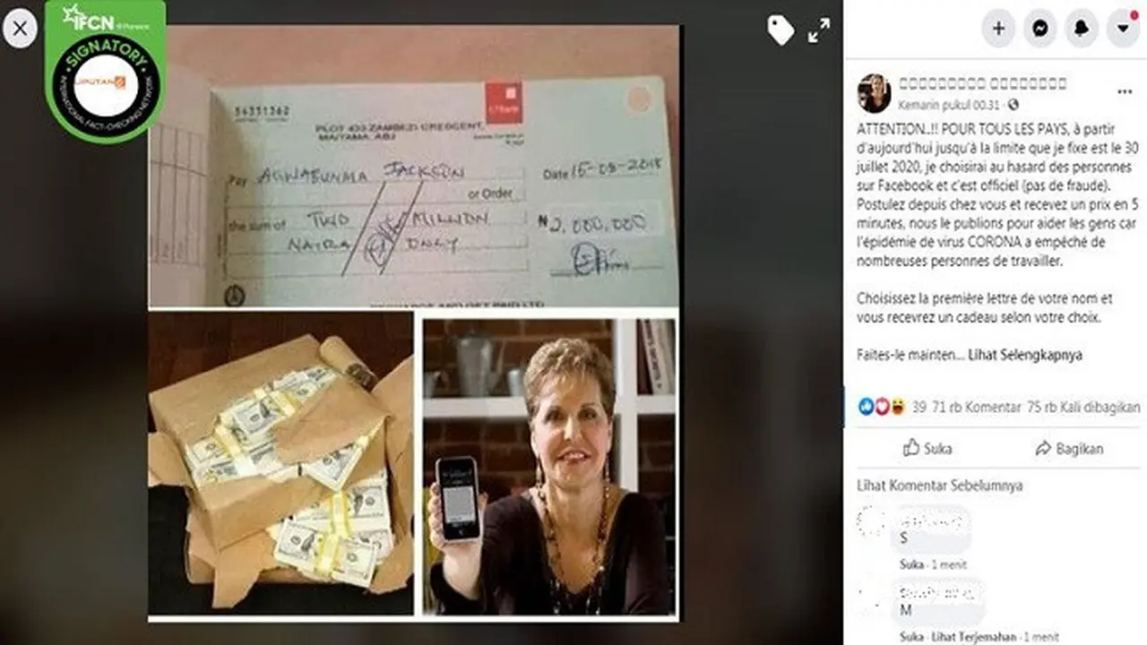 Gambar Tangkapan Layar Akun Facebook yang Mencatut Nama Pesohor