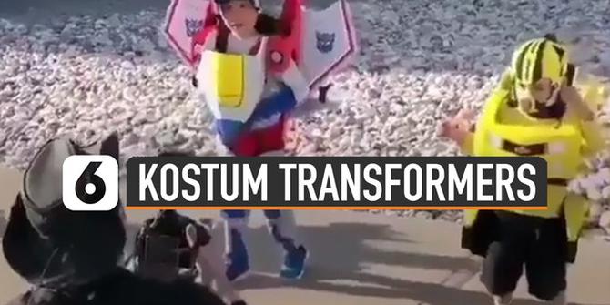 VIDEO: Keren, Bocah Gunakan Kostum Seperti Robot Transformers