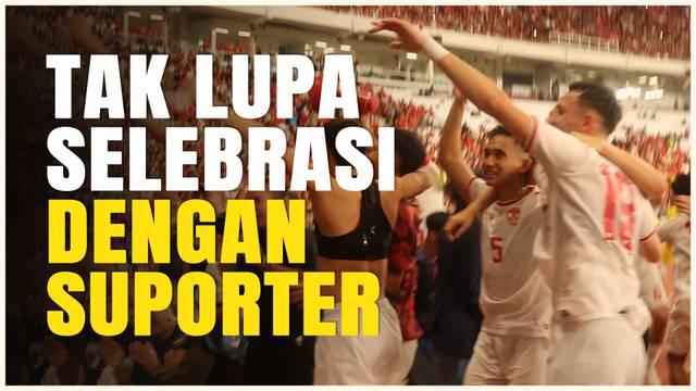 Berita video pencetak dua gol kemenangan Timnas Indonesia, Marselino Ferdinan, pimpin para pemain selebrasi rayakan kemenangan bersama suporter di SUGBK, Selasa (19/11/2024).
