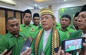 etua Umum Partai Persatuan Pembangunan (PPP) Muhammad Mardiono saat menghadiri Musyawarah Wilayah (Muswil) IX PPP Provinsi Lampung. (Liputan6.com/ Ardi Munthe)