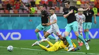 Austria mengalahkan Makedonia Utara pada penyisihan Grup C Euro 2020 di National Arena, Bucharest, Rumania. (AFP/Daniel Mihailescu)