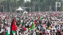 Seruan dukungan tersebut menyusul tindakan kekejaman Israel yang menewaskan ribuan jiwa rakyat Palestina. (Liputan6.com/Faizal Fanani)