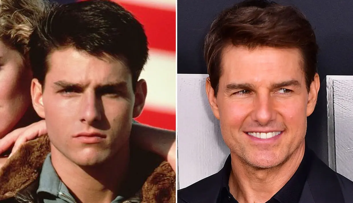 Gantengnya Tom Cruise bisa dibilang layaknya vampire alias abadi. Lihat saja perbandingan foto ini! (Digital Spy)