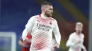 Pemain AC Milan, Ante Rebic, saat melawan Genoa pada laga Liga Italia di Stadion Luigi Ferraris, Kamis (17/12/2020). Kedua tim bermain imbang 2-2. (Spada/LaPresse via AP)