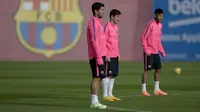 Luis Suarez, Neymar da Silva, dan Lionel Messi (AFP/Lluis Gene)