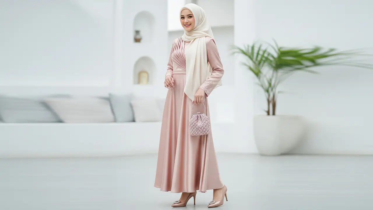 Model Gamis Terbaru Bahan Satin