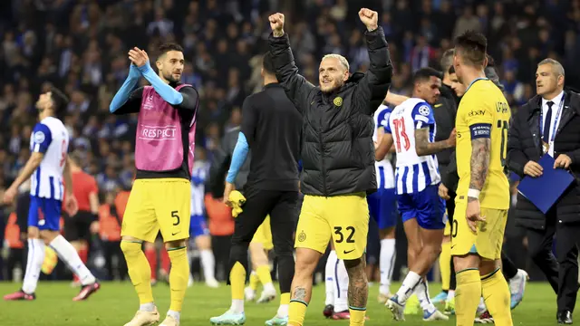 Foto: Kebahagian Pemain Inter Milan Setelah Berhasil Lolos ke Babak Perempat Final Setelah 12 Tahun yang Lalu