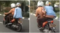Atraksi dua pemuda di atas motor (Sumber: Twitter/Recehin_Aja