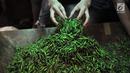 Pedagang merapikan cabai dagangannya di Pasar Induk Kramat Jati, Jakarta, Senin (8/7/2019). Harga cabai merah besar di pasar tersebut naik mencapai Rp55 ribu per kg, sedangkan cabai rawit menjadi Rp50 ribu per kg dan cabai rawit hijau pada kisaran Rp 60 ribu per kg. (merdeka.com/Iqbal S Nugroho)