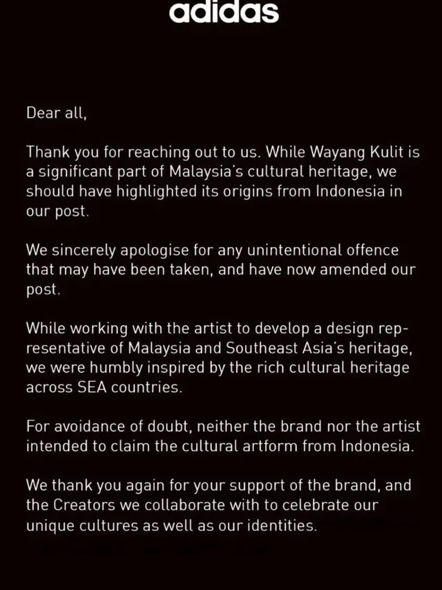 Adidas Dikecam Warganet Indonesia usai Klaim Wayang Kulit dari Malaysia