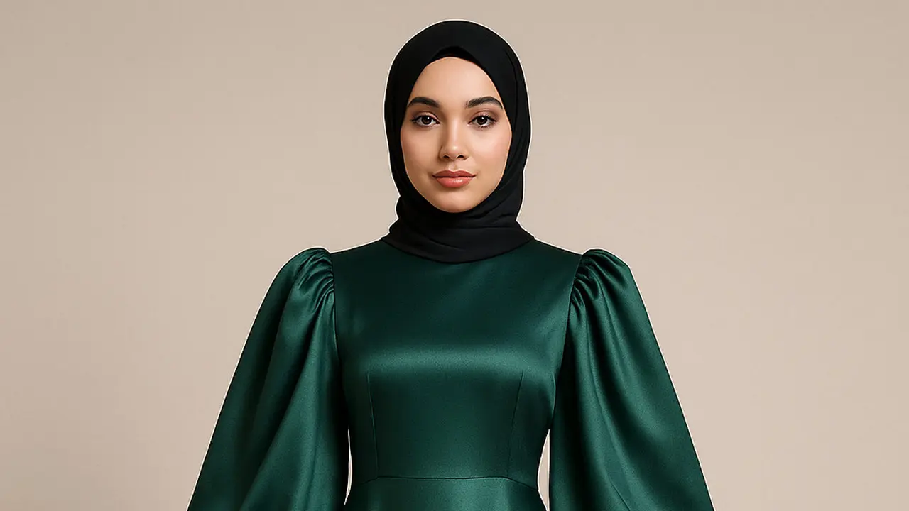 Model Long Dress Muslim Satin Silk yang Lagi Tren