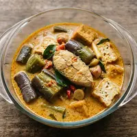 Resep Ikan Kuah Santan Tahu dan Terong, Gurih dan Praktis. (Gambar: AI Generated)