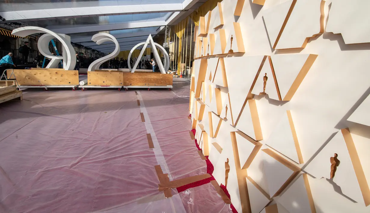 Pandangan umum dari karpet merah ajang bergengsi Academy Awards ke-92 atau Oscar 2020 di Hollywood & Highland, Hollywood, California, pada Rabu (5/1/2020). Academy Awards ke-92 akan berlangsung pada 9 Februari 2020 waktu setempat atau 10 Februari waktu Indonesia. (VALERIE MACON / AFP)
