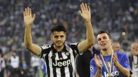 TAK TAKUT - Bomber Juventus, Alvaro Morata, menegaskan timnya tak gentar ancaman Lionel Messi di final Liga Champions. (Reuters / Giorgio Perottino )