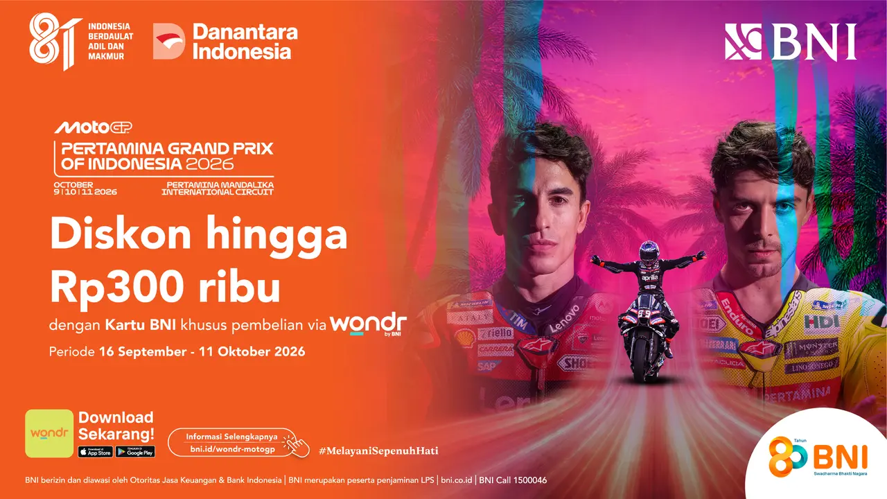 Nonton MotoGP 2026 Makin Hemat, Beli Tiket via wondr by BNI Bisa Dapat Diskon hingga Rp300 Ribu