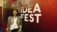 Dian Sastro menjadi moderator dalam IDEAFest 2019. (Liputan6.com/Dinny Mutiah)