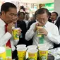 Presiden Jokowi dan Presiden Korea Selatan Moon Jae-in minum teh