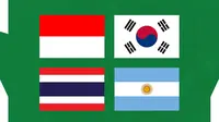 Seoul Earth On Us Cup 2024 - Bendera Indonesia, Korsel, Thailand, dan Argentina (Bola.com/Adreanus Titus)