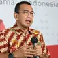 Staf Khusus Menteri BUMN, Arya Mahendra Sinulingga bicara soal siapa saja pasien yang dirawat di RS Darurat COVID-19 Wisma Atlet dan RS Pertamina Jaya di Graha BNPB, Jakarta, Selasa (24/3/2020). (Dok Badan Nasional Penanggulangan Bencana/BNPB)