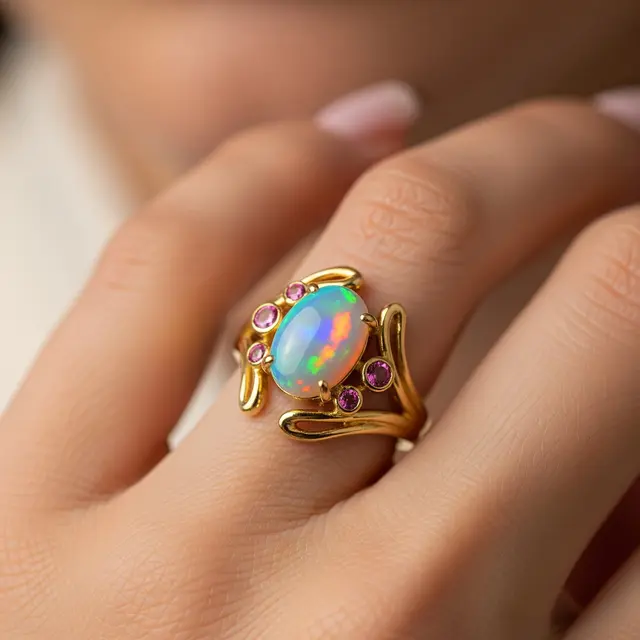 Cincin Emas Batu dengan Kombinasi Warna Cantik (Image by Gemini AI)