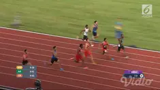 Lalu Muhammad Zohri lolos ke final lari 100 meter putra setelah finis kedua pada babak semifinal 1.