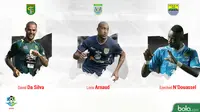 Persaingan Top Scorer Liga 1 Indonesia, David da Silva, Loris Arnaud, Ezechiel N’Douassel (Bola.com/Adreanus Titus)