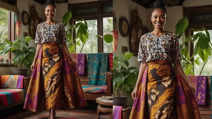 Ilustrasi Model Rok Span Batik (Sumber: Meta AI)