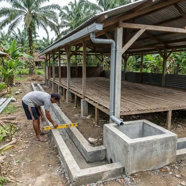 Sistem drainase kandang ayam yang benar (Gemini AI)