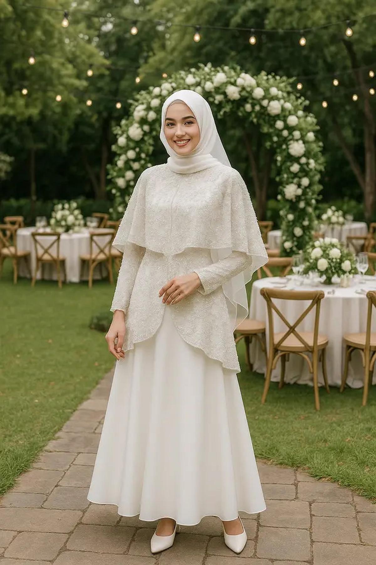 Model Kebaya Islami 2025 Bernuansa Putih yang Anggun untuk Akad Pernikahan