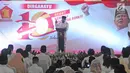 Ketua Dewan Pembina Partai Gerakan Indonesia Raya (Gerindra), Prabowo Subianto berpidato dalam acara Hari Ulang Tahun ke-10 Tahun yang digelar di kantor Dewan Pimpinan Pusat (DPP) Partai Gerindra, Jakarta, Sabtu (10/2). (Liputan6.com/Herman Zakharia)