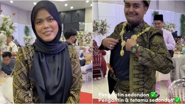 Momen Kocak Tamu Wanita Pakai Baju Kembaran dengan Pengantin Pria, Jadi Malu