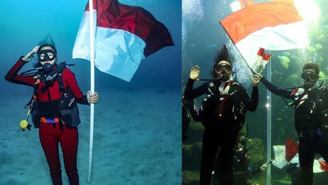 6 Artis Kibarkan Bendera Merah Putih di Dalam Air - News & Entertainment Fimela.com