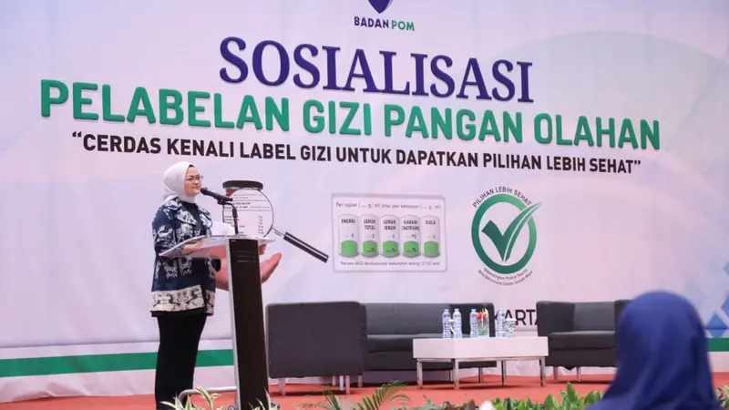 Kepala BPOM Penny Lukito berbicara tentang label gizi pada bahan pangan olahan. (Foto: Humas BPOM)