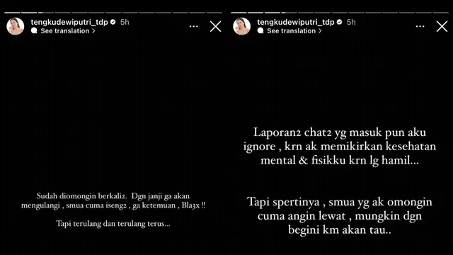 Unggahan Tengku Dewi Putri (Sumber: Instagram/tengkudewiputri_tdp)