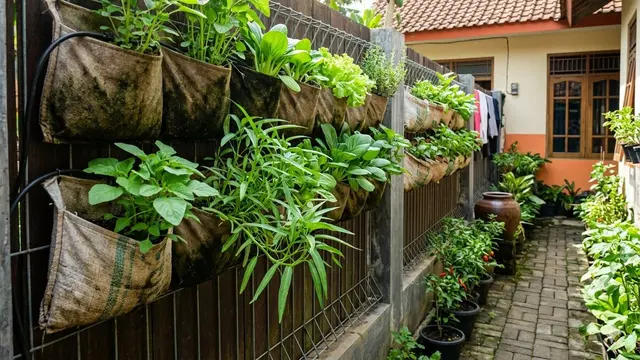 Ide Kebun Sayur Vertikal di Pagar Sempit yang Tetap Produktif Sepanjang Musim